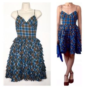 Betsey Johnson Blue Vintage Plaid Layered Dress